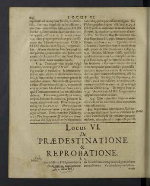 Locus VI. De praedestinatione & perprobatione.