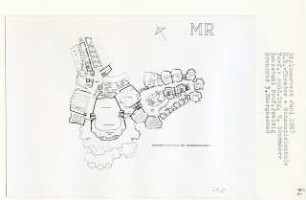 Max Reinhardt Theater und Schauspielschule, Berlin-Tiergarten (Diplomarbeit bei Peter Poelzig): Grundriss 3. Obergeschoss (5. Obergeschoss des Garderobenflügels) 1:200
