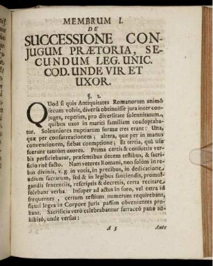 Membrum I. De Successione Coniugum Praetoria ...
