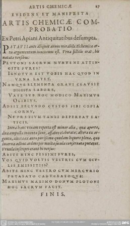ARTIS CHEMICAE COMPROBATIO