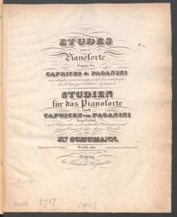 Études pour le pianoforte dʹaprès les Caprices de Paganini : avec doigter, exercices préparatifs et avant-propos [...]