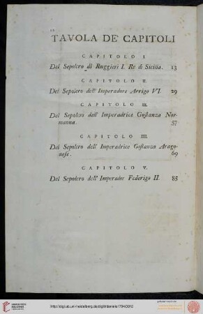 Tavola de' capitoli