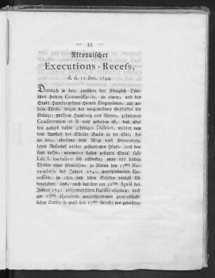 Altonaischer Executions-Recess, d. d. 11 Jun. 1744.