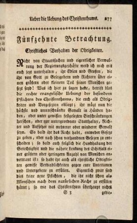 277-300, Fünfzehnte Betrachtung. Christliches Verhalten der Obrigkeiten.