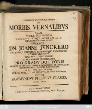 Dissertatio Inavgvralis Medica De Morbis Vernalibvs