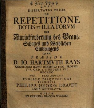 Diss. prior de repetitione dotis et illatorum