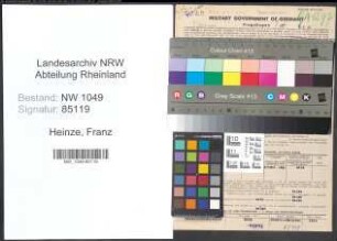 Entnazifizierung Franz Heinze , geb. 09.08.1898 (Elektriker)