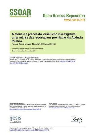 A teoria e a prática do jornalismo investigativo: uma análise das reportagens premiadas da Agência Pública