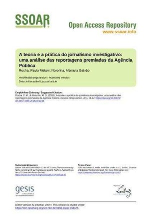 A teoria e a prática do jornalismo investigativo: uma análise das reportagens premiadas da Agência Pública