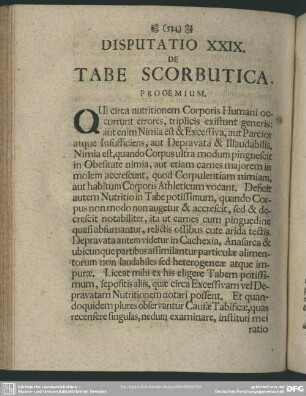 Disputatio XXIX. De Tabe Scorbutica