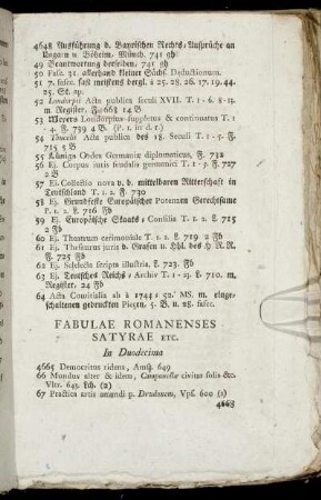 Fabulae Romanenses Satyrae etc.