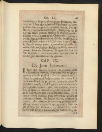 Cap. IX. De Iure Lubecensi.