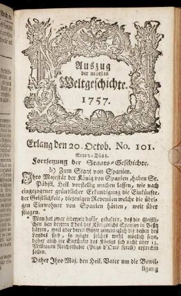 No. 101. Extra-Blat. Erlang den 20. Octob. 1757.