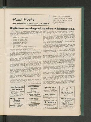 Mitgliederversammlung des Langenhorner Heimatverein e. V.