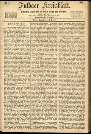 Ausgabe vom Samstag, den 07. Februar 1874.