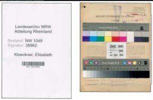 Entnazifizierung Elisabeth Kloeckner , geb. 12.01.1914 (Buchhalterin)