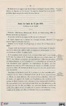 Séance du Comité du 15 juin 1868