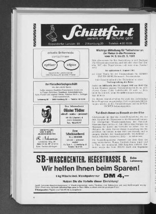 Wichtige Mitteilung für Teilnehmer an der Reise in die Provence vom 14.9. bis 25.9.1981