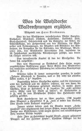 Was die Wohldorfer Waldrechnungen erzählen.