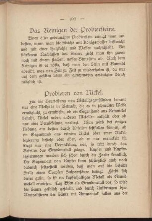 Probieren von Nickel.