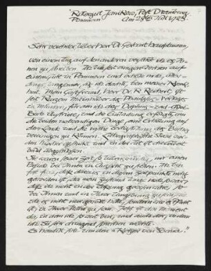 Brief von Otto Hettner an Gerhart Hauptmann