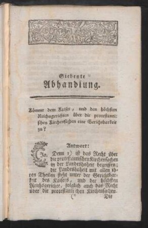 Siebente Abhandlung.