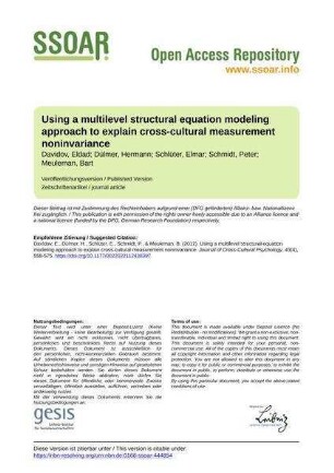 Using a multilevel structural equation modeling approach to explain cross-cultural measurement noninvariance