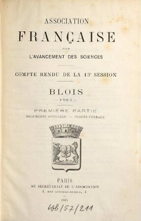 Comptes rendus de la ... session. 13. 1884 (1885)