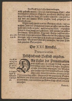 Der XXI. Artickel. - Der XXX. Artickel.