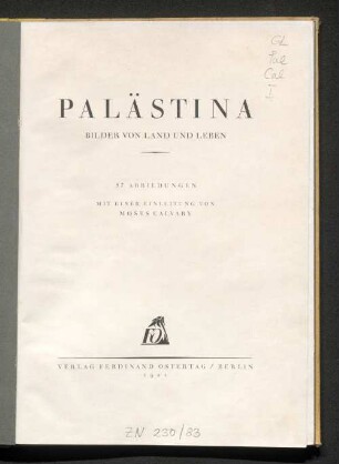 Palästina : Bilder von Land und Leben