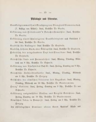 15-17, Philologie und Literatur