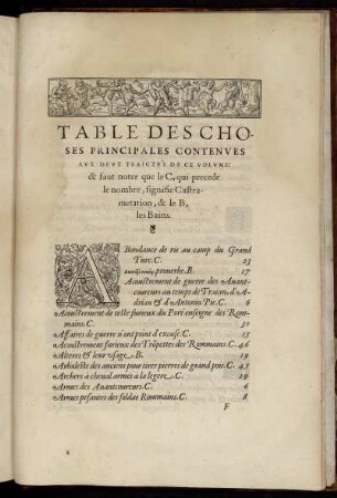 Table des Choses Principales Contenues aux deux traicte´s de ce Volume:...