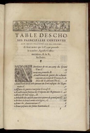 Table des Choses Principales Contenues aux deux traicte´s de ce Volume:...