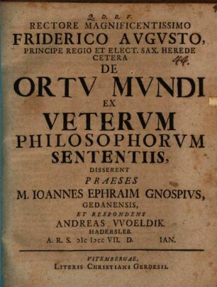 De ortu mundi ex veterum philosophorum sententiis