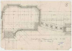 Thiersch, Friedrich von; München; Justizpalast - Treppenanschluss in der Zentralhalle 1. OG (Schnitt)