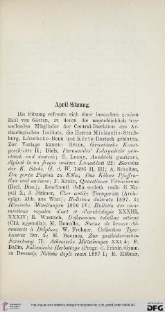 April - Sitzung