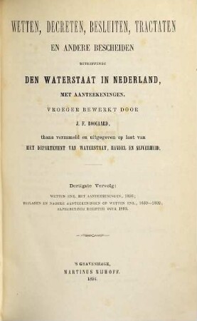 Wetten, decreten, besluiten, tractaten en andere bescheiden betreffende de waterstaat in Nederland. 30. 1893 (1894)