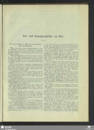 Bau- und Kunstgeschichte von Cöln