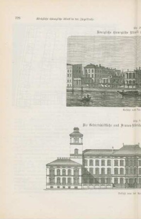 Fig. 26. Königliche chirurgische Klinik in der Ziegelstraße 5-9 ; Fig. 27. Die Geburtshülfliche und Frauen-Klinik in der Artilleriestraße 13-16