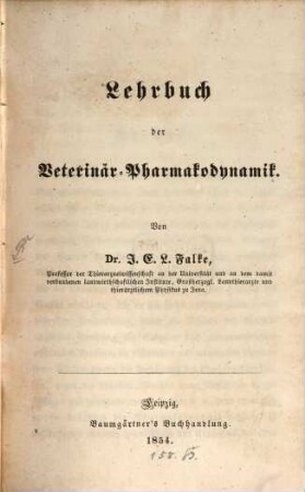 Lehrbuch der Veterinär-Pharmakodynamik