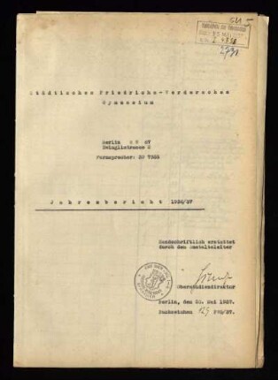 1936/37: Jahresbericht ... - 1936/37