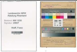 Entnazifizierung Franz Wolff , geb. 01.07.1899 (Steiger)