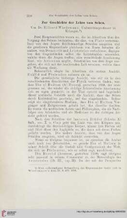 Zur Geschichte der Lehre vom Sehen