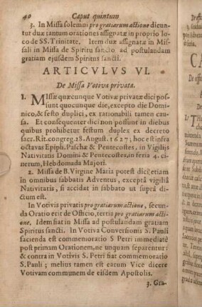 Articvlvs VI. De Missa Votiva privata.