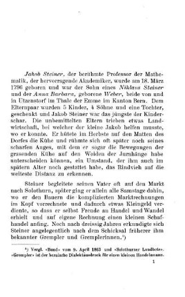Der Mathematiker Jakob Steiner von Utzentorf.