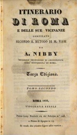 Itinerario di Roma e delle sue vicinanze, 2