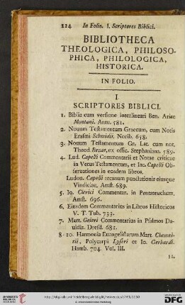 Bibliotheca Theologica, Philosophica, Philologica, Historica