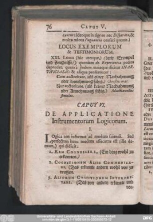 Caput VI. De Applicatione Instrumentorum Logicorum.