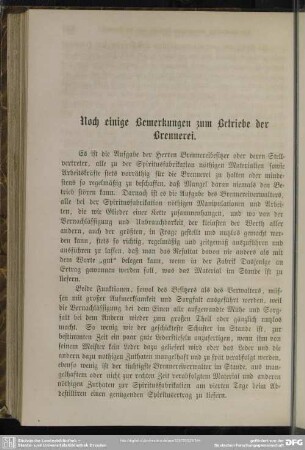 Noch einige Bemerkungen zum Betriebe der Brennerei