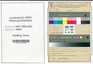 Entnazifizierung Anna Koelling , geb. 10.02.1907 (Schneiderin)
